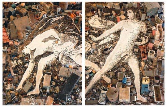Vik Muniz, Creation of Adam, after Michelangelo