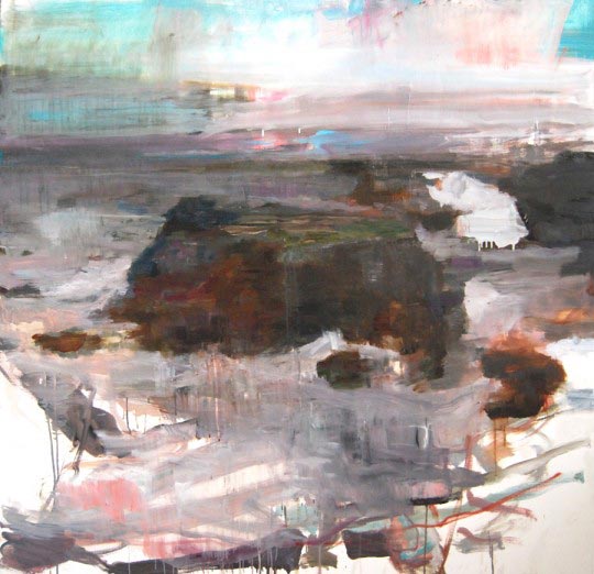 Edwige Fouvry, Le Rocher à Belle-Île, huile sur toile, 150x150 cm, 2012 © Edwige Fouvry, Le Rocher à Belle-Île