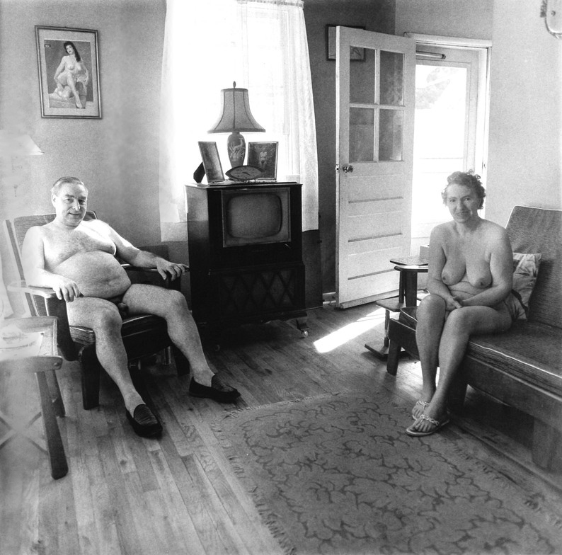 Diane Arbus, Retired Man and his Wife at Home in a nudist Camp one morning