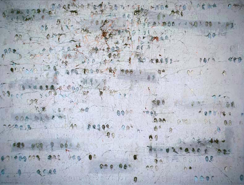 © Enrique Brinkmann, Insinuaciones en base de puntos (1996), huile sur toile, 89x116cm.
