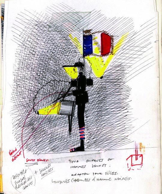 Jean-Paul Goude, Bicentenaire de la Révolution française, Paris, 14 juillet 1989, La France, Stylo à bille et feutre sur papier