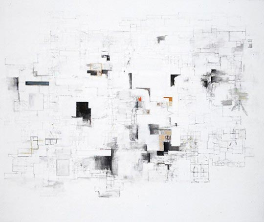 Guillermo Kuitca, Untitled, 1998, oil and graphite on linen, 190.5 x 228.6 cm.