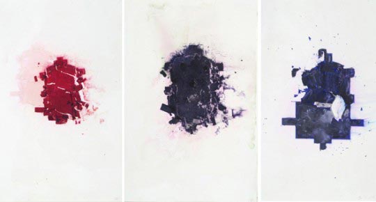 Guillermo Kuitca, A Prologue and Three Parts, 2007, mixed media on paper, 43 x 28 cm.