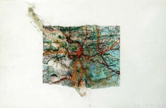 Guillermo Kuitca, Wien-Bratislava, 2002, mixed media on paper, 27.9 x 43.2 cm.