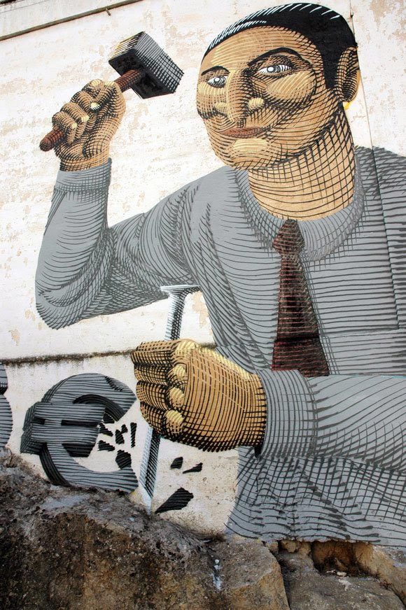Une gigantesque oeuvre de street art avec un effet original peinte