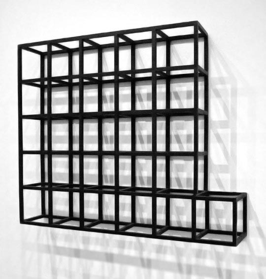 Simon Nicaise, Cubic-Modular Wall Structure, Black, d’apres une piece de Sol LeWitt, 2010 