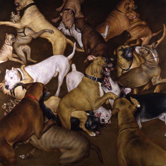 Dan Witz, Dogs Fighting, 2002