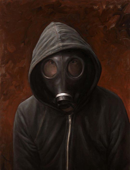 Dan Witz, Hoody Gas Mask, 2011