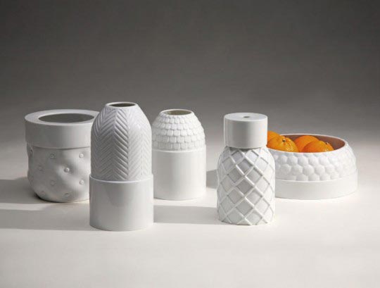 Ionna Vautrin, Vases texturés pour Industreal, 2007, collaboration Guillaume Delvigne