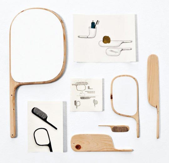 Ionna Vautrin, Paddle, collection d’accessoires de salle de bain, Wallpaper, 2010, bois