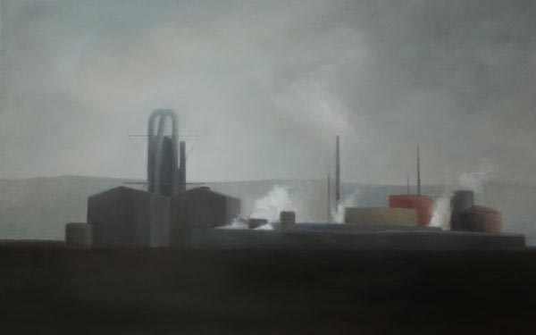 Site industriel 108 (2009, 81x130 cm, huile sur toile) © Marion Tivital