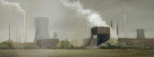 Site industriel 146 (2010, 17x46 cm, huile sur toile) © Marion Tivital
