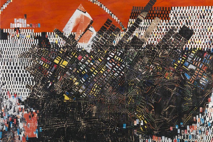 © Mark Bradford, Scorched Earth, Mixed media, collage on canevas (2006)