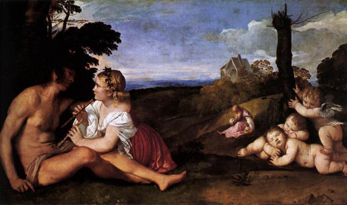 © Tiziano Vecelli dit Le Titien, Les trois âges de l'homme, huile sur toile, 90 x 152 cm (1512) - National Gallery of Scotland (Royaume-Uni).