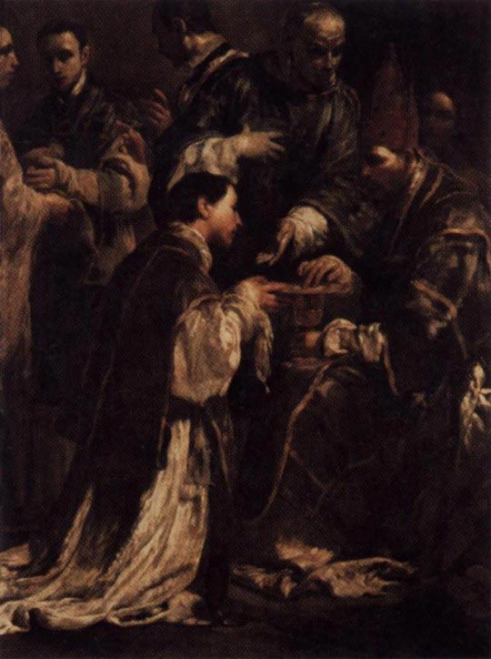 Giuseppe Maria Crespi, L'Ordination, huile sur toile, 127 x 95 cm (1712) - Dresde (Allemagne).