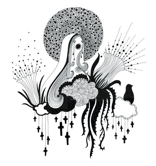 Anne Brunet, Ave Maria, encre sur papier, 2008