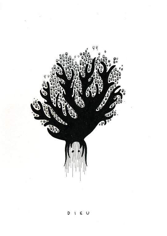 Anne Brunet, Dieu N°2, encre sur papier, 2010