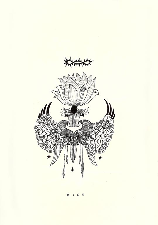 Anne Brunet, Dieu N°10, encre sur papier, 2010