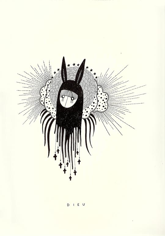 Anne Brunet, Dieu N°11, encre sur papier, 2010