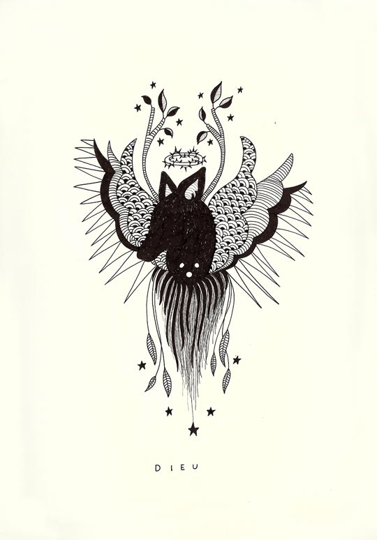 Anne Brunet, Dieu N°12, encre sur papier, 2010
