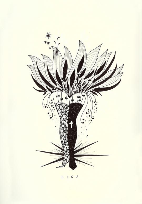Anne Brunet, Dieu N°15, encre sur papier, 2010