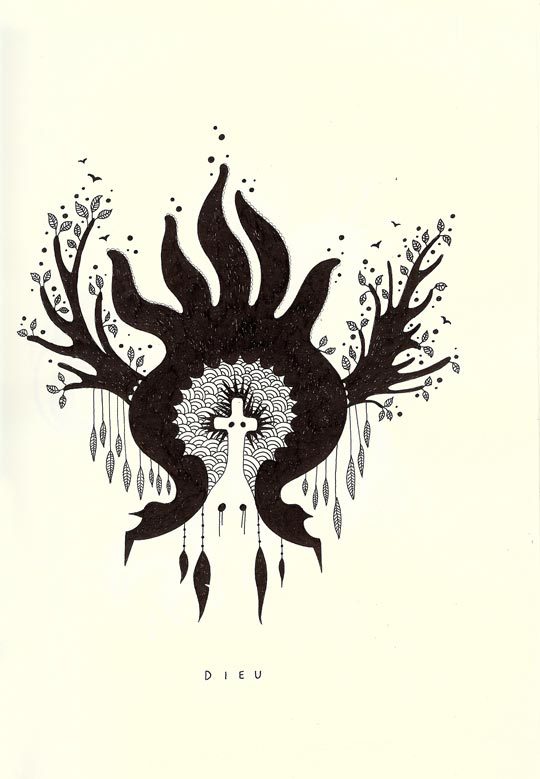 Anne Brunet, Dieu N°16, encre sur papier, 2010