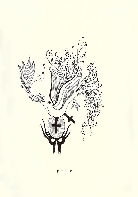 Anne Brunet, Dieu N°21, encre sur papier, 2010