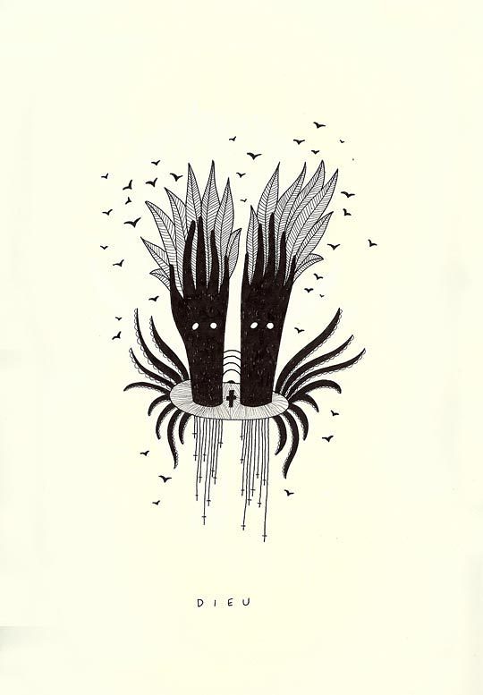 Anne Brunet, Dieu N°22, encre sur papier, 2010
