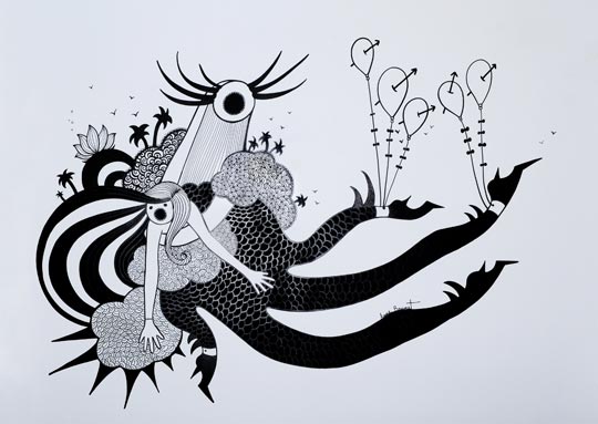 Anne Brunet, Emporte-moi au Paradis, fresque, 2010