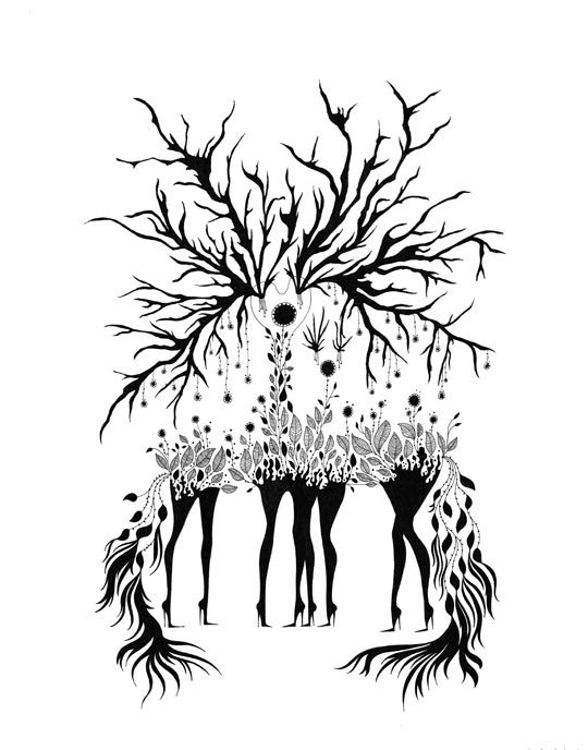 Anne Brunet, La folie ordinaire, encre sur papier, 2008