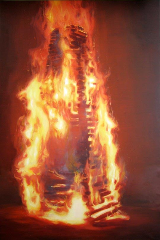 Le Bûcher, 2011, huile sur toile, 194 x 130 cm Juliano Caldeira