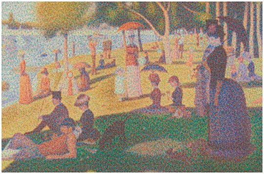 Cans Seurat, 2007 60x92" Représente 106 000 canettes, soit la quantité utilisée aux Etats-Unis toutes les trente secondes.