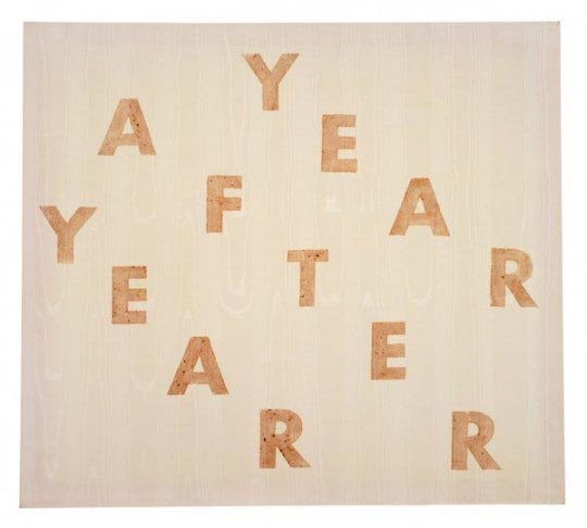 Year After Year, 1974, blueberry & egg yolk/moire, 91,4 x 101,6 cm  Ed Ruscha