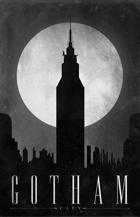 Justin Van Genderen, Gotham,Comic Book Travel Poster, 2046design