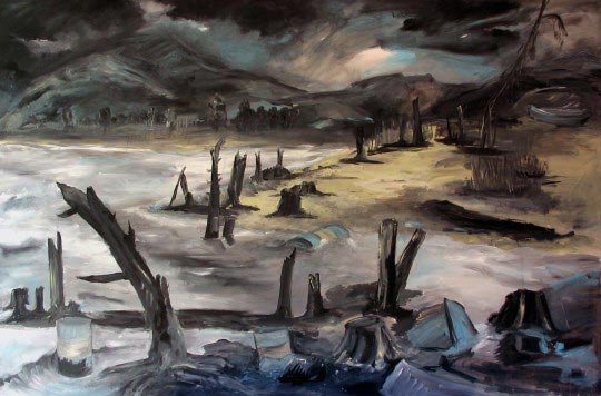 Linda Roux, Hiver, acrylique sur medium, 120 x 80 cm, 2007