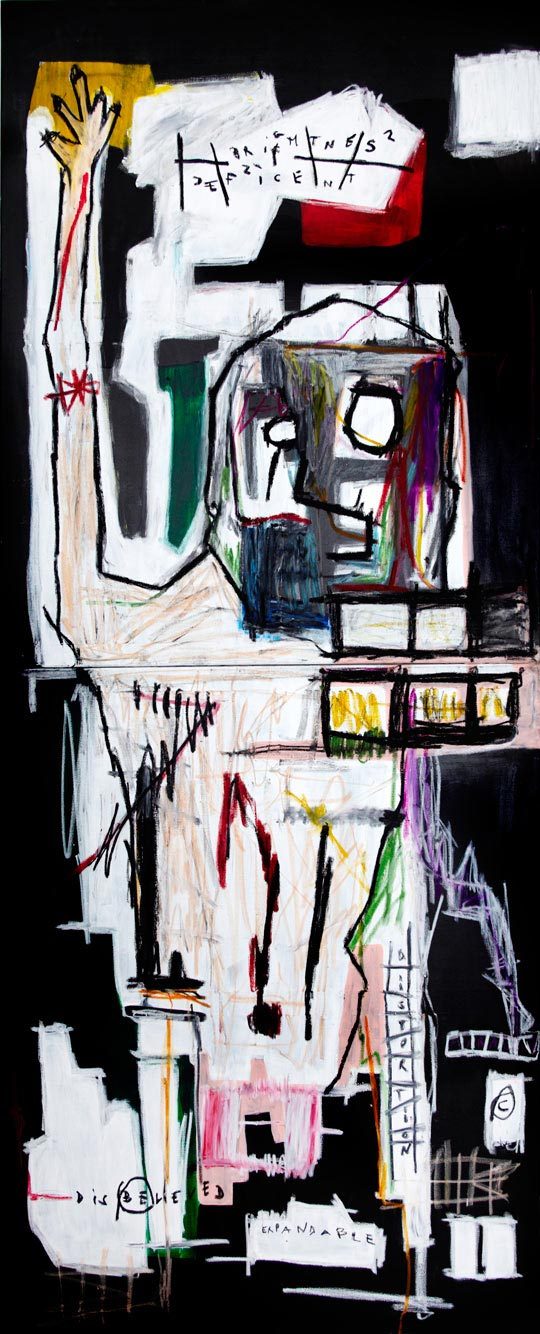 Mathieu Bernard Martin, Distancial Tough 2011, acrylic pastel & oil paintstick on canvas 200 x 81 cm