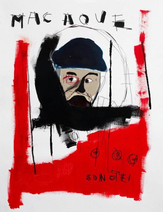 Mathieu Bernard Martin, Macaque Sonote 2011, mixed media on paper 65 x 50 cm