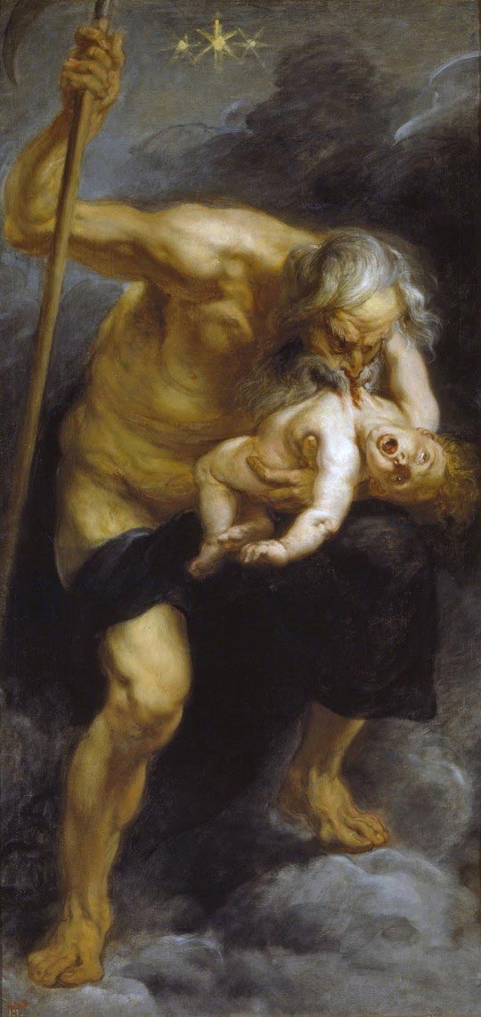 Peter Paul Rubens, Saturn, Jupiter's father, devours one of his sons, Neptune (Saturne dévorant l'un de ses enfants), 1637, huile sur toile, 180x87cm, Museo Nacional del Prado 