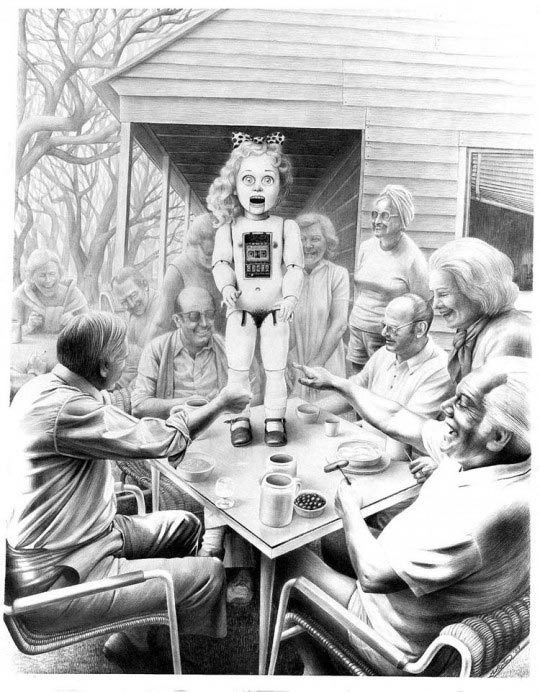 Laurie Lipton, When Company Comes I Have To Perform, 1989 