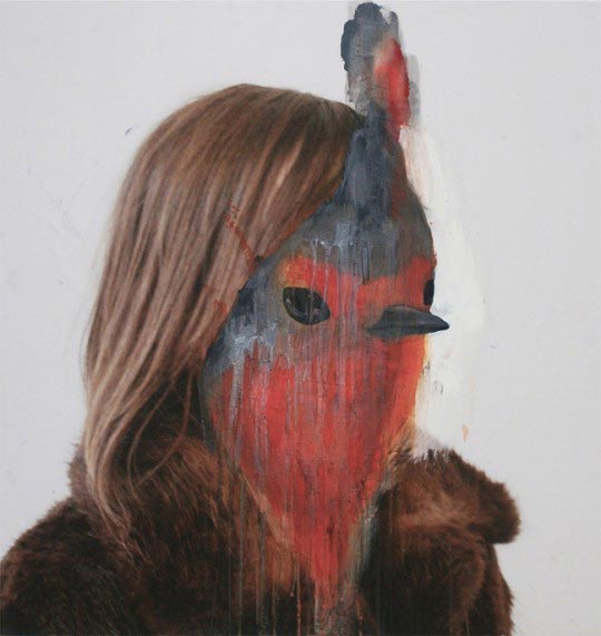 Charlotte Caron, Rouge-Gorge, Tirage de plan marouflé sur médium, acrylique, 90 x 90 cm, 2011 