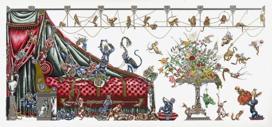 Raqib Shaw, Monkey King Boudoir I, 2012