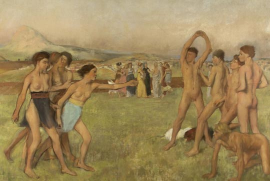 Petites Filles spartiates provoquant des garçons (Jeunes Spartiates s'exerçant à la lutte), v. 1860, Huile sur toile, Edgar Degas