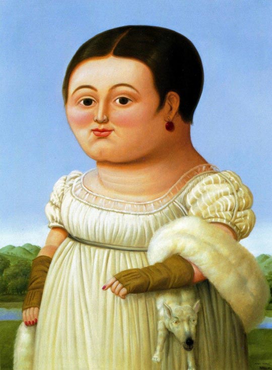 Fernando Botero, Mademoiselle Rivière (d'après Ingres), 2001, Huile sur toile