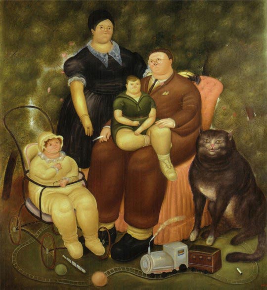 Fernando Botero, Scène de famille, 1969, Huile sur toile