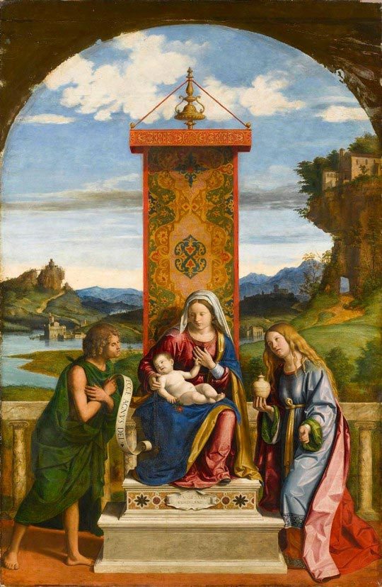 La Vierge et l'Enfant entre Jean-Baptiste et sainte Marie-Madeleine, Cima, RMN (Musée du Louvre) / Thierry Le Mage