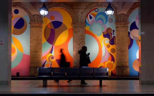 Beatriz Milhazes, Peace and Love, 2005 - Gloucester road station project 