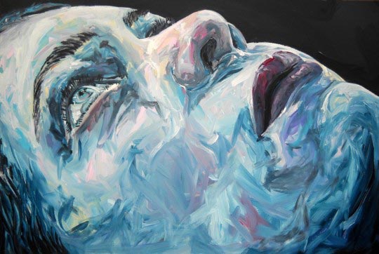 Fred Calmets, Couchee Face bleue, 195 cm x 130 cm, 2011