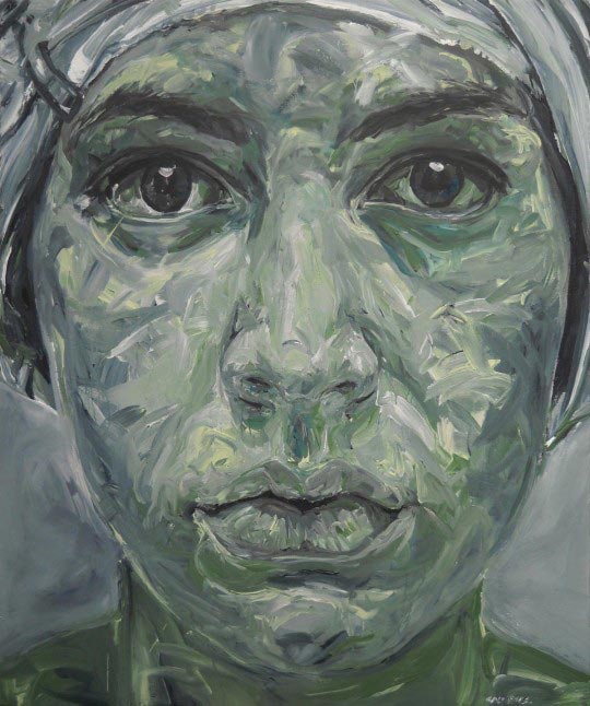 Fred Calmets, Face et Rayon vert, 130 cm x 162 cm, Acrylique, 2012