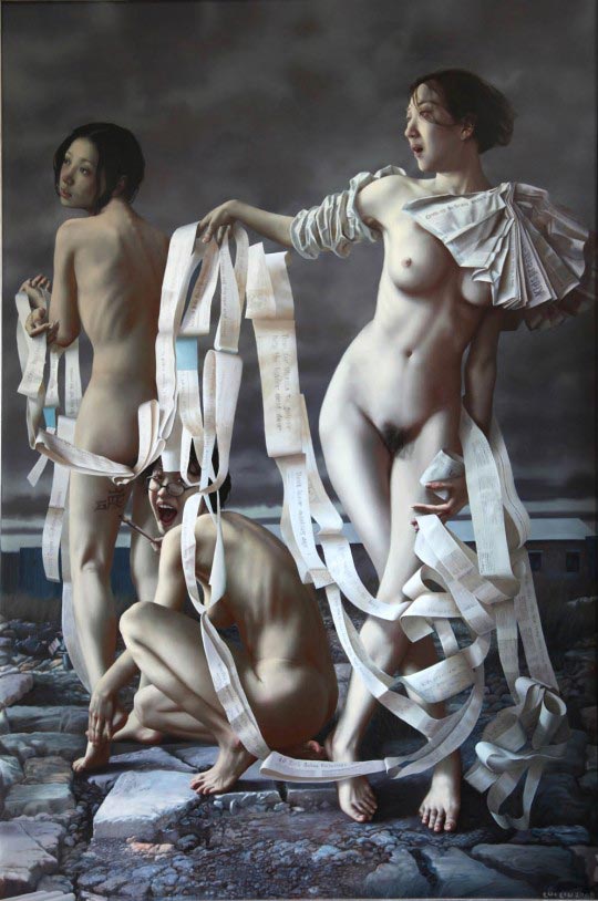 Lui Liu, Print Era, 2008, oil on canvas, 180cm x 120cm 