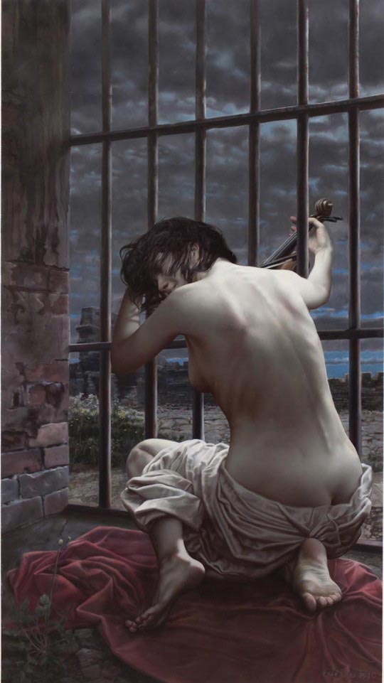 Lui Liu, My Sister, 2010, oil on canvas, 160cm x 90cm 